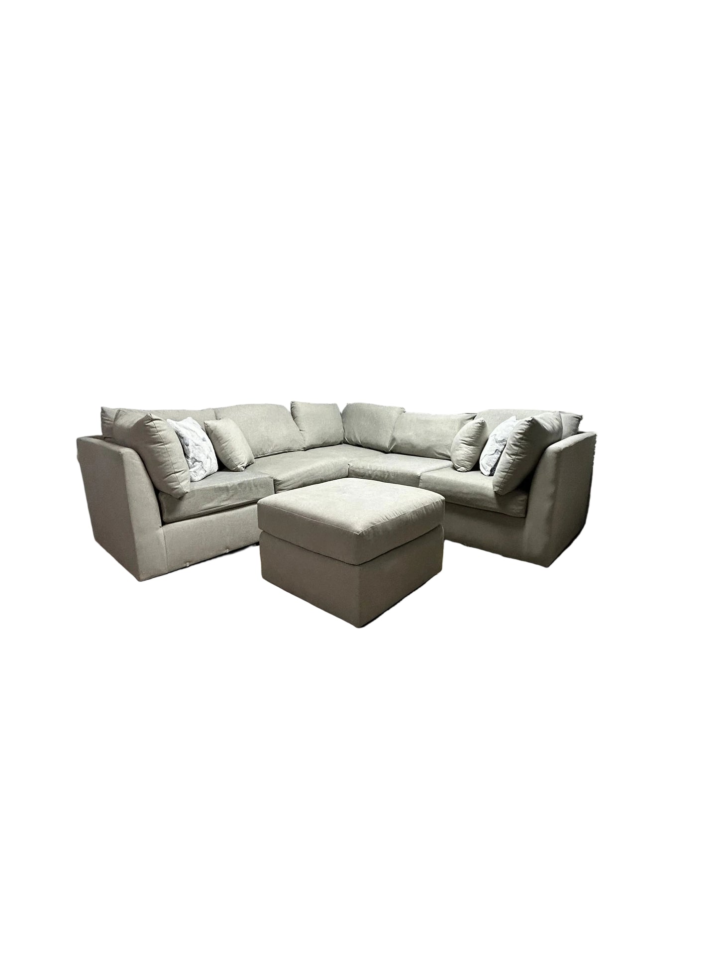 Designer Looks Beige Sectional & Ottoman