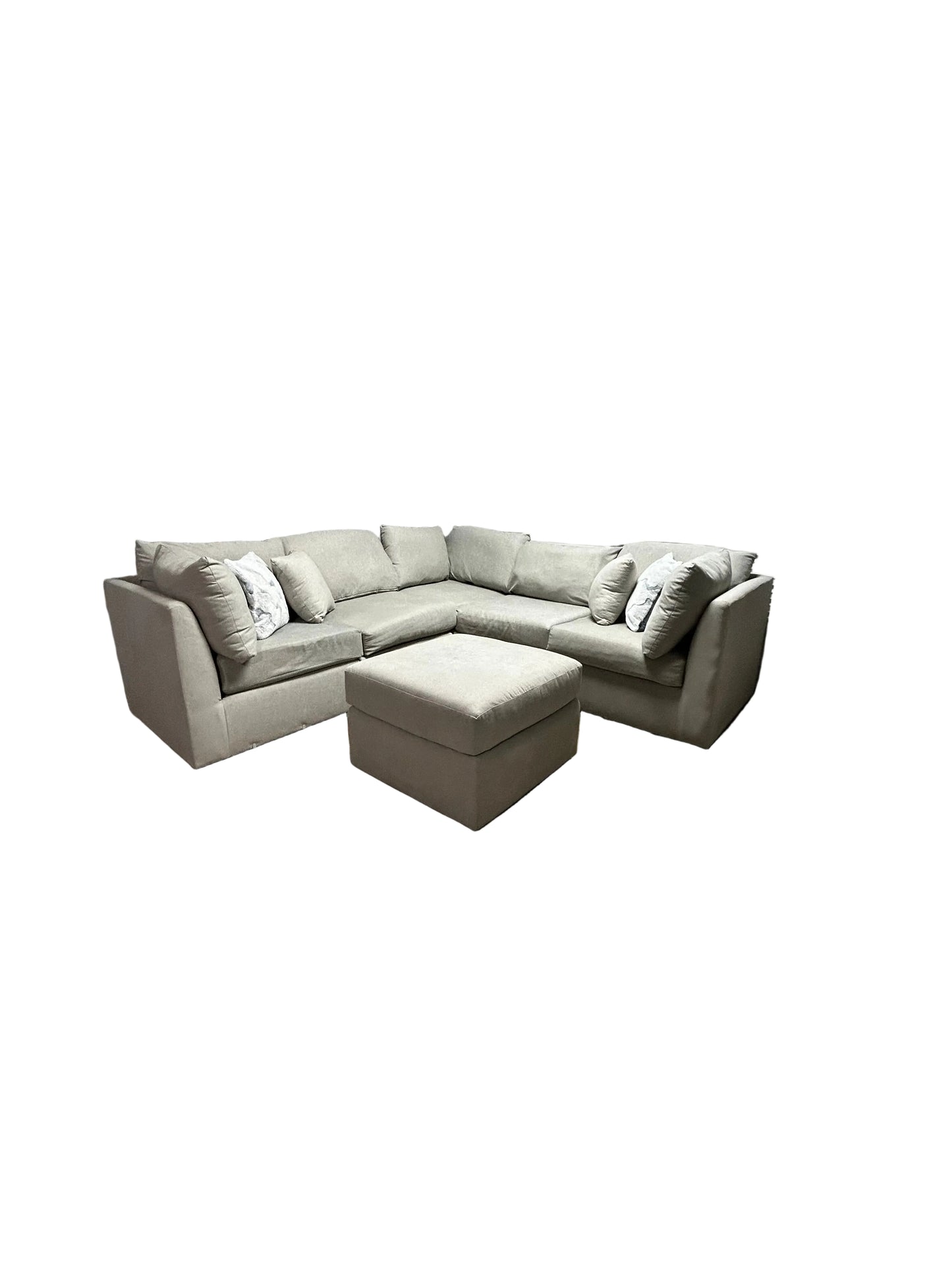 Designer Looks Beige Sectional & Ottoman