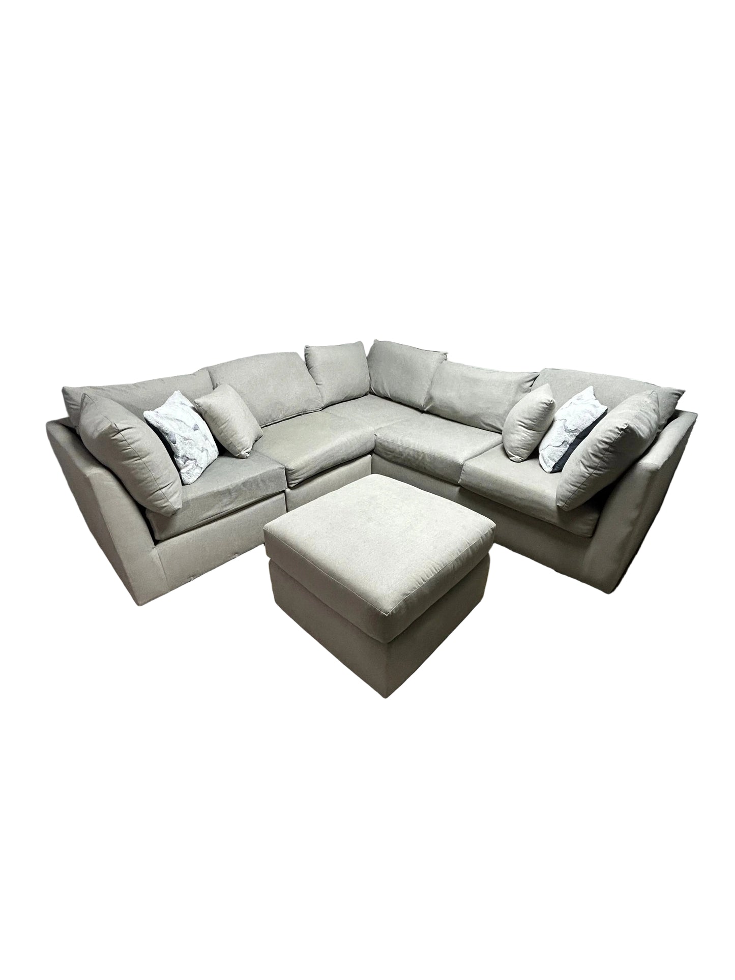 Designer Looks Beige Sectional & Ottoman
