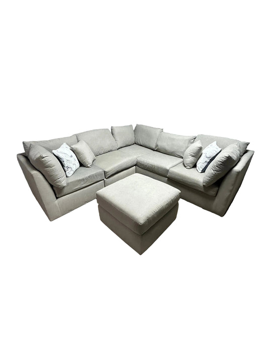 Designer Looks Beige Sectional & Ottoman